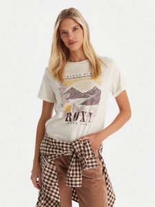 Roxy T-Shirt Oceanregular Poster ERJZT06017 Écru Regular Fit. T-shirty Roxy, l, bez wzorów, z bawełny, bez kołnierzyka, bez ramiączek. Za 109,99 zł.