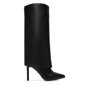 Kozaki Nine West. Czarne kozaki Nine West, bez wzorów, bez obcasa, na szpilce, bez zapięcia. Za 359,99 zł.