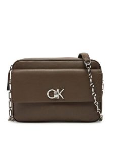 Calvin Klein Torebka Ck Pocket Camera Bag K60K613089 Brązowy. Brązowe torebki klasyczne Calvin Klein, bez wzorów, ze skóry, bez dodatków. Za 269,99 zł.