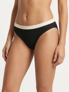 Seafolly Dół od bikini Band Wave 40368-305 Czarny. Czarne bikini Seafolly, bez wzorów, z syntetyku. Za 299,99 zł.