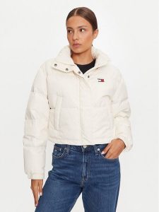 Tommy Jeans Kurtka puchowa Alaska DW0DW18820 Écru Regular Fit. Białe kurtki Tommy Jeans, xl, bez wzorów, z jeansu, bez kaptura. Za 549,99 zł.