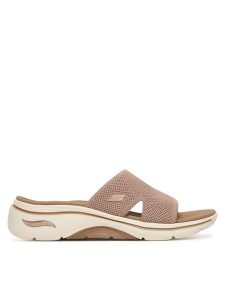 Skechers Klapki Gowalk Arch Fit 2.0 - Dakota 140865/TAN Beżowy. Brązowe klapki Skechers, bez wzorów, z materiału, bez obcasa. Za 289,99 zł.