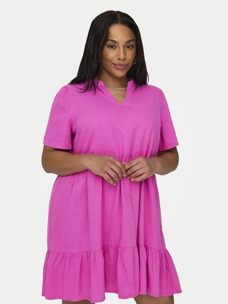 ONLY Carmakoma Sukienka letnia Cartiri 15311976 Różowy Regular Fit. Czerwone kombinezony Only Carmakoma, na lato, bez wzorów, z wiskozy, bez kołnierzyka, bez ramiączek. Za 329,99 zł.