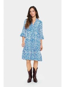 SAINT TROPEZ Sukienka w kolorze niebieskim rozmiar: S. Niebieskie sukienki Saint Tropez, s, bez wzorów, z wiskozy, bez kołnierzyka, bez ramiączek, midi, rozkloszowane. Za 104,99 zł.