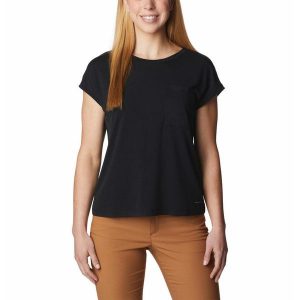 Koszulka Damska Columbia Boundless Trek Short Sleeve T-Shirt. Czarne bluzki Columbia, xs, bez wzorów, bez kołnierzyka, bez ramiączek. Za 69,99 zł.