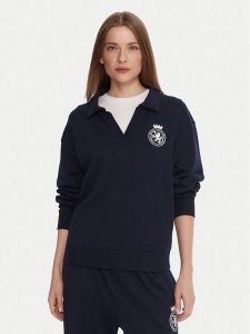 Tommy Hilfiger Bluza UW0UW06078 Granatowy Regular Fit. Niebieskie bluzy TOMMY HILFIGER, l, bez wzorów, z bawełny, bez kaptura. Za 279,99 zł.
