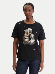 Liu Jo T-Shirt WA6331 JS904 Czarny Regular Fit. Czarne t-shirty Liu Jo, xl, bez wzorów, z bawełny, bez kołnierzyka, bez ramiączek. Za 239,99 zł.