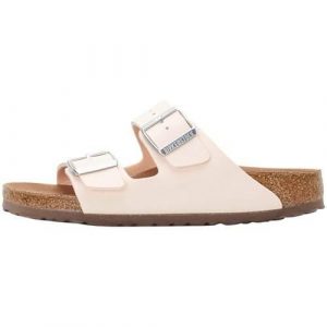 Klapki damskie Birkenstock Arizona Vegan BF. Czerwone klapki Birkenstock, bez wzorów, z materiału, bez obcasa. Za 468,50 zł.