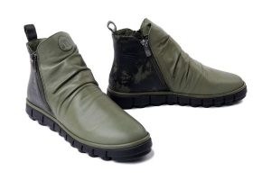 MANITU 990680-07 grun, botki damskie. Zielone botki Manitu, bez wzorów, bez obcasa, bez zapięcia. Za 352,67 zł.