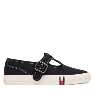 Tenisówki Tommy Jeans. Czarne trampki Tommy Jeans, bez wzorów, z jeansu, bez zapięcia. Za 369,99 zł.