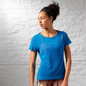 Reebok Koszulka damska Work Out Ready Slub textured Tee niebieski r. M (AJ3418). Bluzki marki Reebok. Za 63,44 zł.