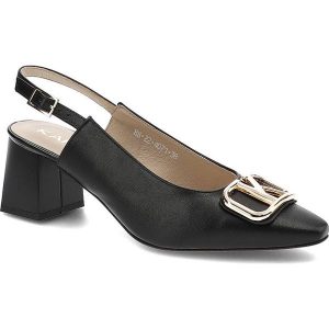 Czarne Sandały Karino Eleganckie Skórzane Buty Damskie. Czarne sandały Karino, bez wzorów, ze skóry, bez obcasa, na obcasie, bez zapięcia. Za 259,00 zł.