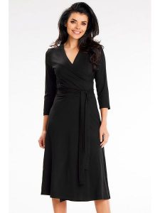 Awama Sukienka w kolorze czarnym rozmiar: L. Czarne sukienki Awama, l, bez wzorów, bez kołnierzyka, bez ramiączek, midi, rozkloszowane. Za 144,99 zł.