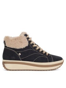 Rieker Revolution Lifestyle Trzewiki W0961-01 Czarny. Czarne botki Rieker Revolution Lifestyle, bez wzorów, z nubiku, bez obcasa, na płaskiej podeszwie, bez zapięcia. Za 399,99 zł.