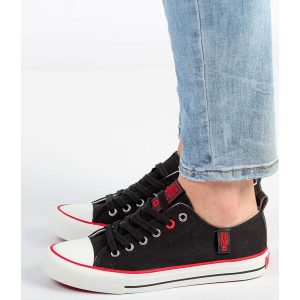 Czarne trampki damskie Big Star Jj274122. Czarne trampki Big Star, bez wzorów, z tkaniny, bez zapięcia. Za 109,52 zł.