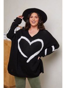 Curvy Lady Sweter w kolorze czarnym rozmiar: 48/50. Czarne swetry oversize Curvy Lady, bez wzorów, ze splotem, bez ramiączek. Za 78,99 zł.
