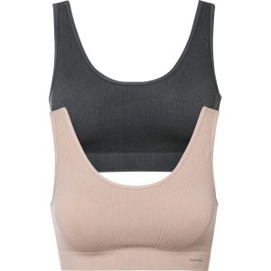 Biustonosz bezszwowy bustier Feel Comfort w prążek (2 szt.). Szare biustonosze bonprix, bez wzorów. Za 79,98 zł.