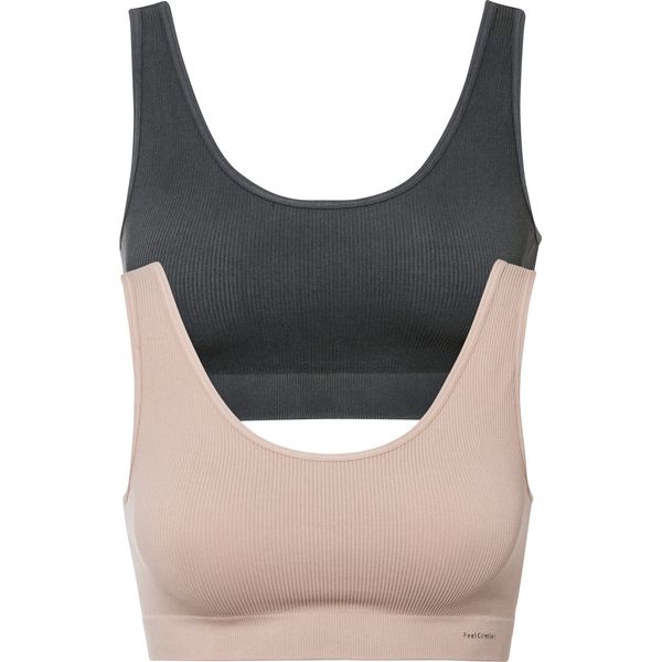 Biustonosz bezszwowy bustier Feel Comfort w prążek (2 szt.). Szare biustonosze bonprix, bez wzorów. Za 79,98 zł.