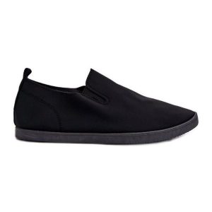 Damskie Tenisówki Trampki Slip-On Czarne Lovinia. Czarne trampki bez wzorów, bez zapięcia. Za 95,05 zł.