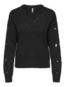 ONLY Sweter w kolorze czarnym rozmiar: XS. Czarne swetry oversize ONLY, xs, bez wzorów, ze splotem, bez ramiączek. Za 74,63 zł.