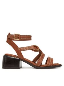 Clarks Sandały Morwyn Strap 26181244 Brązowy. Brązowe sandały Clarks, bez wzorów, ze skóry, bez obcasa, na słupku, bez zapięcia. Za 339,99 zł.