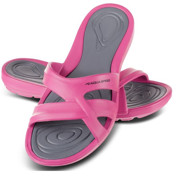 Klapki basenowe damskie PANAMA. Czerwone klapki Aqua-Speed, bez wzorów, bez obcasa. Za 63,90 zł.