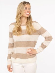 Zwillingsherz Kaszmirowy sweter w kolorze beżowo-kremowym rozmiar: L. Brązowe swetry oversize Zwillingsherz, l, bez wzorów, z kaszmiru, bez ramiączek. Za 395,31 zł.