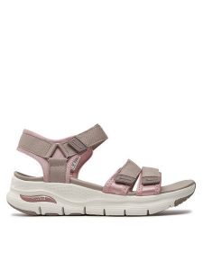 Skechers Sandały Arch Fit-Fresh Bloom 119305/TPPK Beżowy. Brązowe sandały Skechers, bez wzorów, z materiału, bez obcasa, na płaskiej podeszwie, bez zapięcia. Za 249,99 zł.