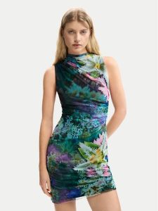 Desigual Sukienka letnia Carrington 26SWVK40 Zielony Slim Fit. Zielone kombinezony Desigual, na lato, xl, bez wzorów, z syntetyku, bez kołnierzyka, bez ramiączek. Za 429,99 zł.