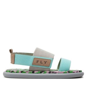 Sandały Fly London. Szare sandały Fly London, bez wzorów, bez obcasa, na płaskiej podeszwie, bez zapięcia. Za 309,99 zł.