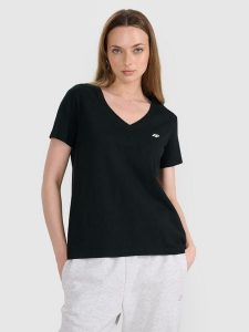 4F T-shirt oversize gładki damski - czarny S. Czarne t-shirty 4f, s, bez wzorów, z bawełny, bez kołnierzyka, bez ramiączek. W wyprzedaży za 39,99 zł.