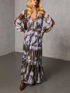 Milan Kiss Sukienka w kolorze fioletowo-brązowym rozmiar: M. Brązowe sukienki Milan Kiss, m, bez wzorów, bez kołnierzyka, bez ramiączek, maxi. Za 216,73 zł.