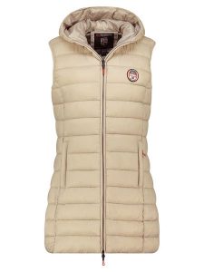 Geographical Norway Kamizelka pikowana "Vatikabadge" w kolorze beżowym rozmiar: XXL. Brązowe kamizelki Geographical Norway, xxl, bez wzorów, bez kołnierzyka, bez ramiączek, bez kaptura. Za 170,47 zł.
