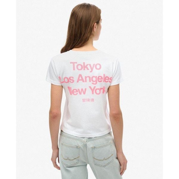 Dopasowana koszulka Core Logo City. Białe koszulki sportowe Superdry, bez wzorów, z bawełny, bez ramiączek. W wyprzedaży za 148,45 zł.