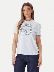 Guess T-Shirt W6GI27 K3160 Niebieski Regular Fit. Niebieskie t-shirty Guess, xxl, z aplikacjami, z bawełny, bez kołnierzyka, bez ramiączek. Za 189,99 zł.