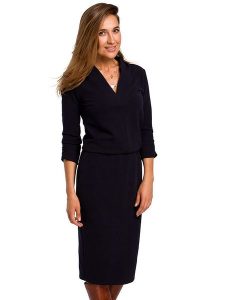 Stylove Sukienka w kolorze grantowym rozmiar: L. Niebieskie sukienki Stylove, na co dzień, l, bez wzorów, z bawełny, bez kołnierzyka, bez ramiączek, midi, proste. Za 149,95 zł.