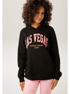 Aniston Bluza w kolorze czarnym rozmiar: 38. Czarne bluzy Aniston, bez wzorów, z kapturem. Za 98,45 zł.