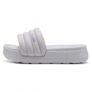 Klapki damskie Puma 39539913. Białe klapki Puma, bez wzorów, z materiału, bez obcasa. Za 161,85 zł.