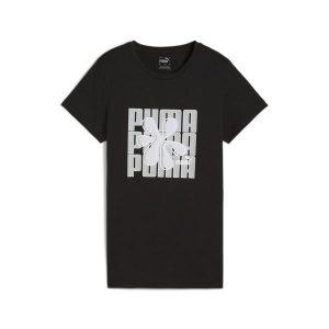 Damska koszulka GRAPHICS PUMA Black. Czarne bluzki Puma, s, bez wzorów, z bawełny, sportowe, bez kołnierzyka, bez ramiączek. Za 67,99 zł.