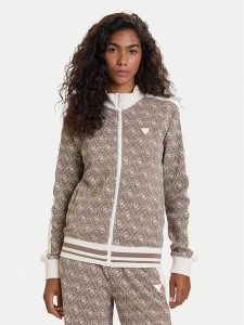 Guess Bluza V5BQ16 K1990 Brązowy Regular Fit. Brązowe bluzy Guess, xl, z aplikacjami, z syntetyku, bez kaptura. Za 367,50 zł.