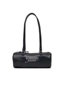 Tommy Jeans Torebka Tjw Bold Script Shoulder Barrel AW0AW19055 Czarny. Czarne torebki klasyczne Tommy Jeans, bez wzorów, z jeansu, bez dodatków. Za 409,99 zł.