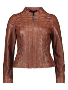 Bugatti Skórzana kurtka w kolorze jasnobrązowym rozmiar: 40. Brązowe kurtki Bugatti, bez wzorów, ze skóry, bez kaptura. Za 520,90 zł.