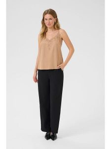 Cream Top "Anna" w kolorze karmelowym rozmiar: 40. Brązowe topy Cream, bez wzorów, z koronki, bez kołnierzyka, bez ramiączek. Za 92,21 zł.