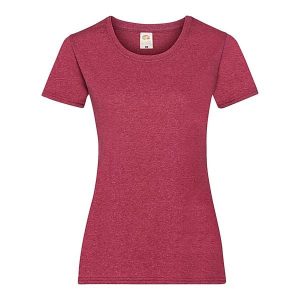 Koszulka Damska Valueweight Heather T-shirt. Czerwone bluzki FRUIT OF THE LOOM, xl, bez wzorów, sportowe, bez kołnierzyka, bez ramiączek. Za 30,99 zł.