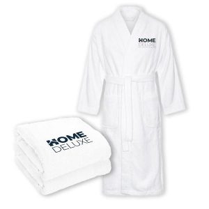 Sauna NOA XL. Białe szlafroki HOME DELUXE, m, bez wzorów, z bawełny, bez kaptura. Za 292,00 zł.