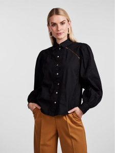 YAS Koszula 26027480 Czarny Regular Fit. Czarne koszule YAS, xl, bez wzorów, z bawełny, bez kołnierzyka, bez ramiączek. Za 209,99 zł.