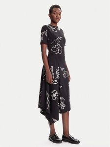Desigual Sukienka codzienna Calma 25WWVK44 Czarny Regular Fit. Czarne kombinezony Desigual, xl, bez wzorów, z bawełny, bez kołnierzyka, bez ramiączek. Za 419,99 zł.