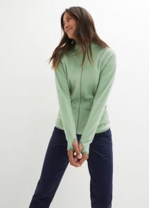 Bluza rozpinana z polaru, z kieszeniami z zamkiem. Zielone bluzy bonprix, bez wzorów, z polaru, bez kaptura. Za 119,99 zł.