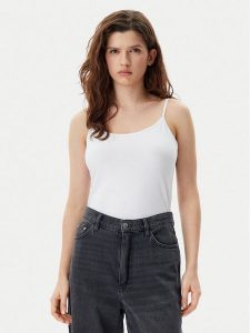 Gap Top 701570-01 Biały Slim Fit. Białe topy GAP, xxs, bez wzorów, z bawełny, bez kołnierzyka, bez ramiączek. Za 49,99 zł.