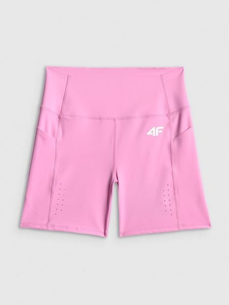 4F Legginsy krótkie treningowe szybkoschnące damskie - różowe XL. Czerwone legginsy 4f, bez wzorów, z podwyższonym stanem, krótkie. Za 149,99 zł.